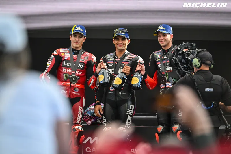 Marc Márquez, Jorge Martín et Marco Bezzecchi après le Sprint d’Autriche